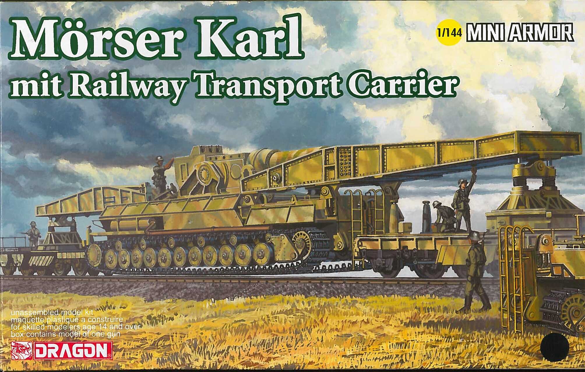 DRAGON Model Kit military 14132 - Morser Karl mit Railway Transporter Carrier (1:144) - 34-14132 - expresní doprava