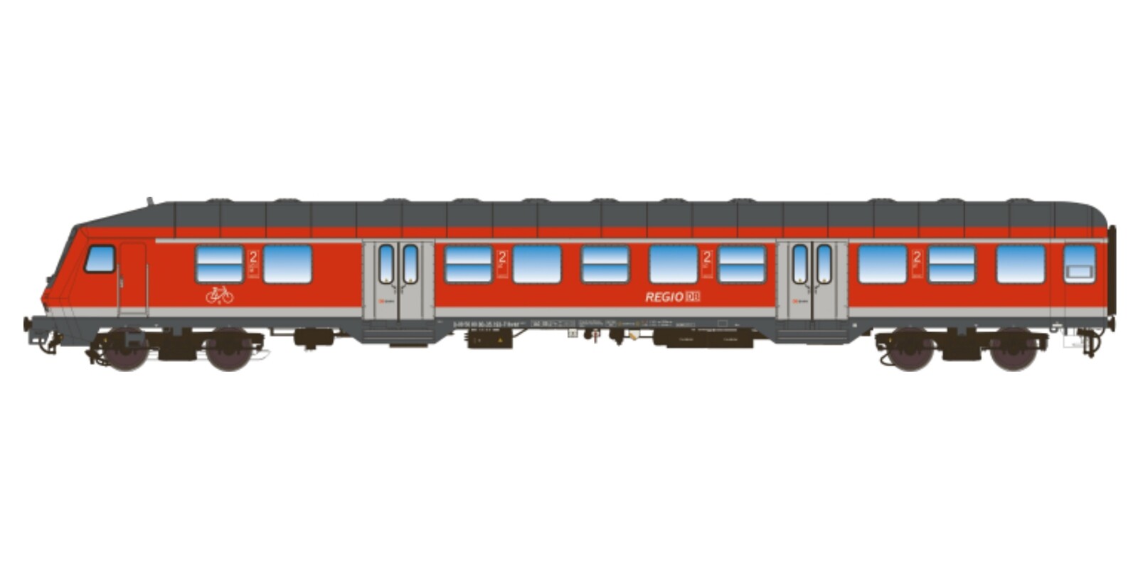 n-Wagen, H0, Bnrdzf 483.1, 80-35 193-7, Steuerwagen, DB Ep. V/VI, verkehrsrot, DC - ESU36517 - expresní doprava