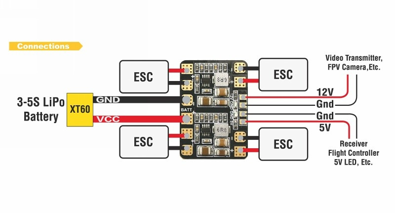 Mikro PDB prúdová rozdvojka PCB 5V/12V Copt [8474]