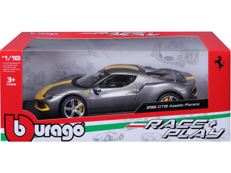 Bburago Ferrari 296 GTB Assetto Fiorano 1:18 šedá - BB18-16017GY - expresní doprava