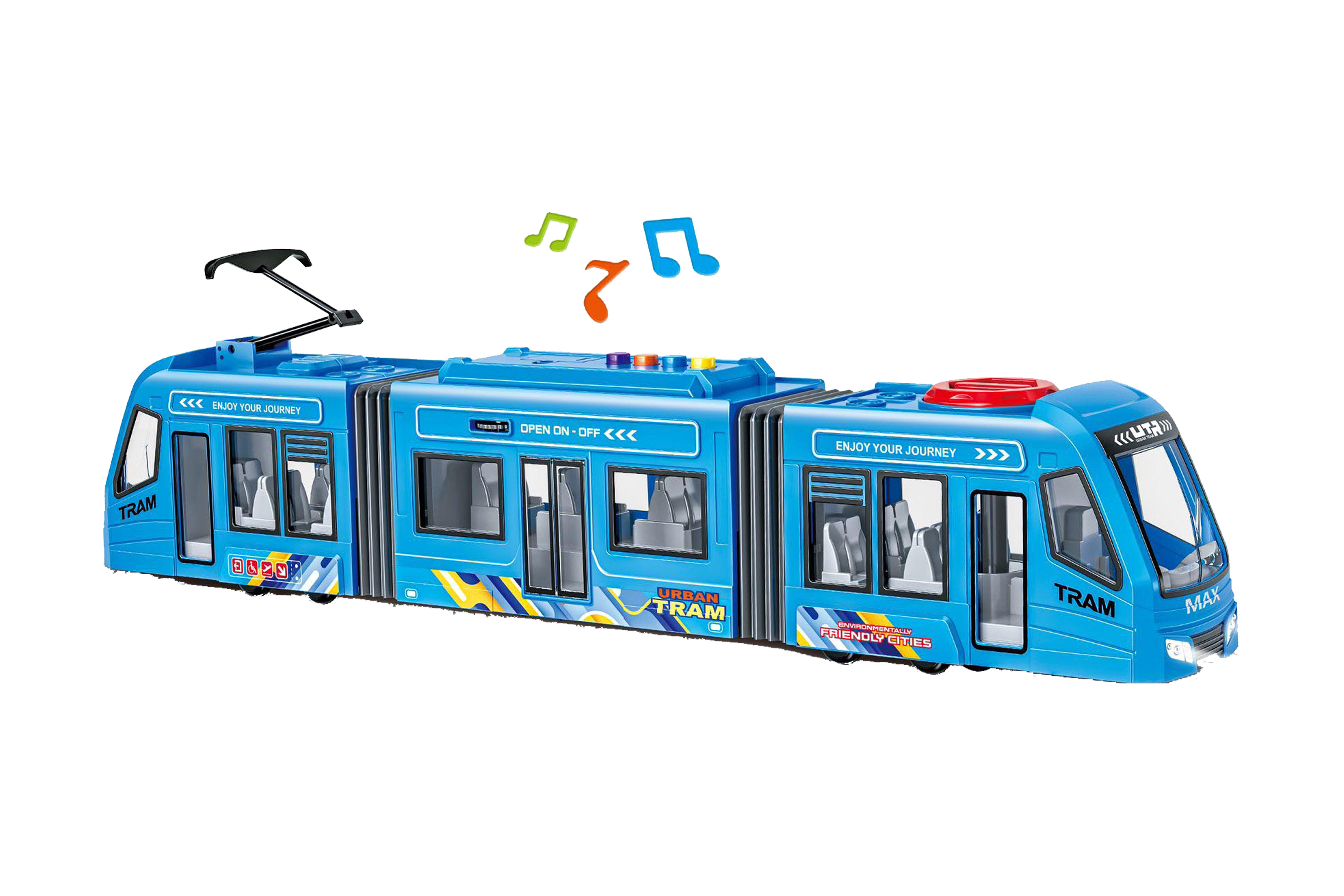 Wiky Vehicles Tramvaj na setrvačník s efekty 42 cm - W039782 - expresní doprava