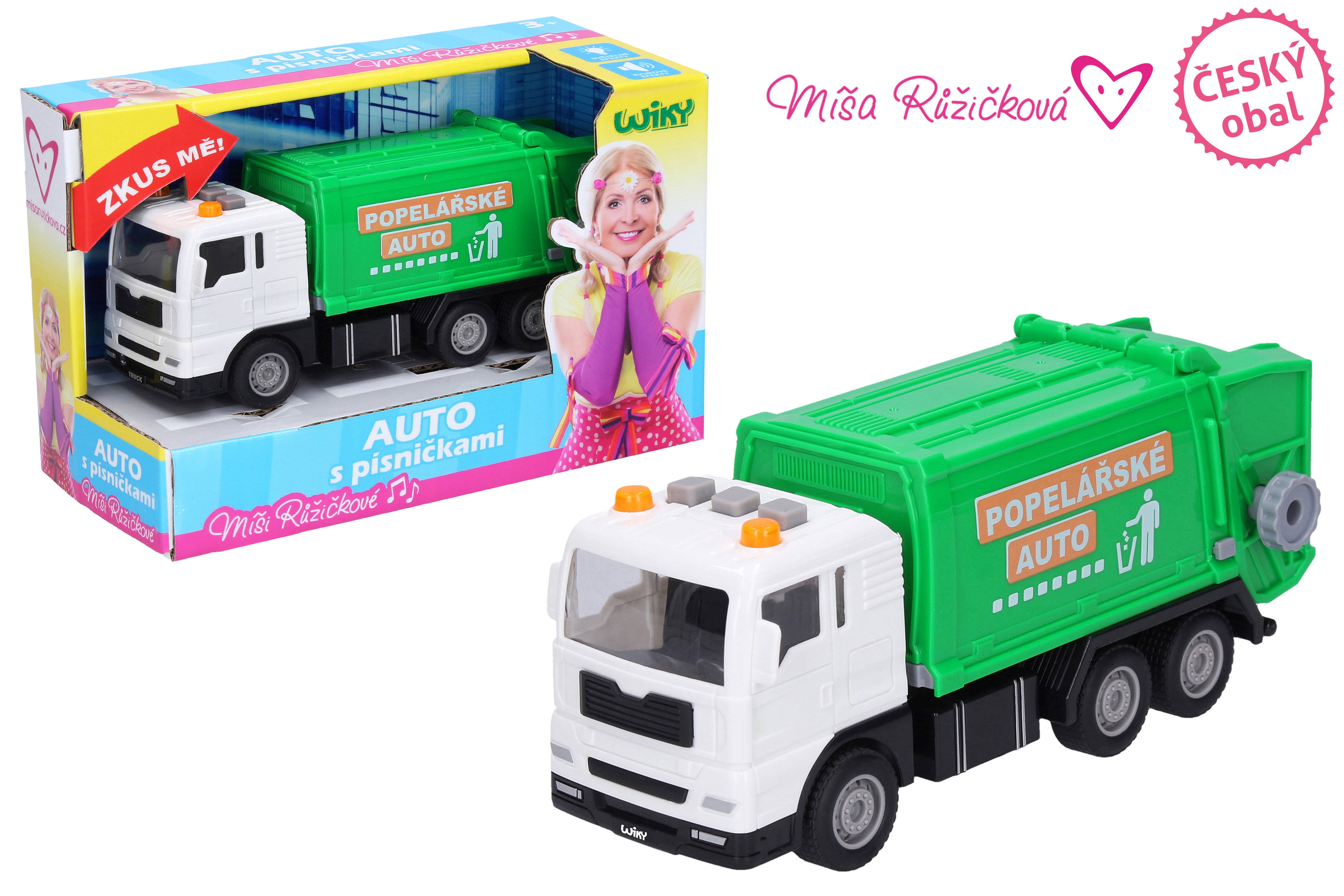 Wiky Vehicles Auto popelářské s efekty 17 cm - Míša Růžičková - mluví česky, český obal - W038758 - expresní doprava