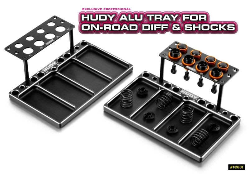 HUDY ALU TRAY FOR ON-ROAD DIFF & SHOCKS [HUD109800]