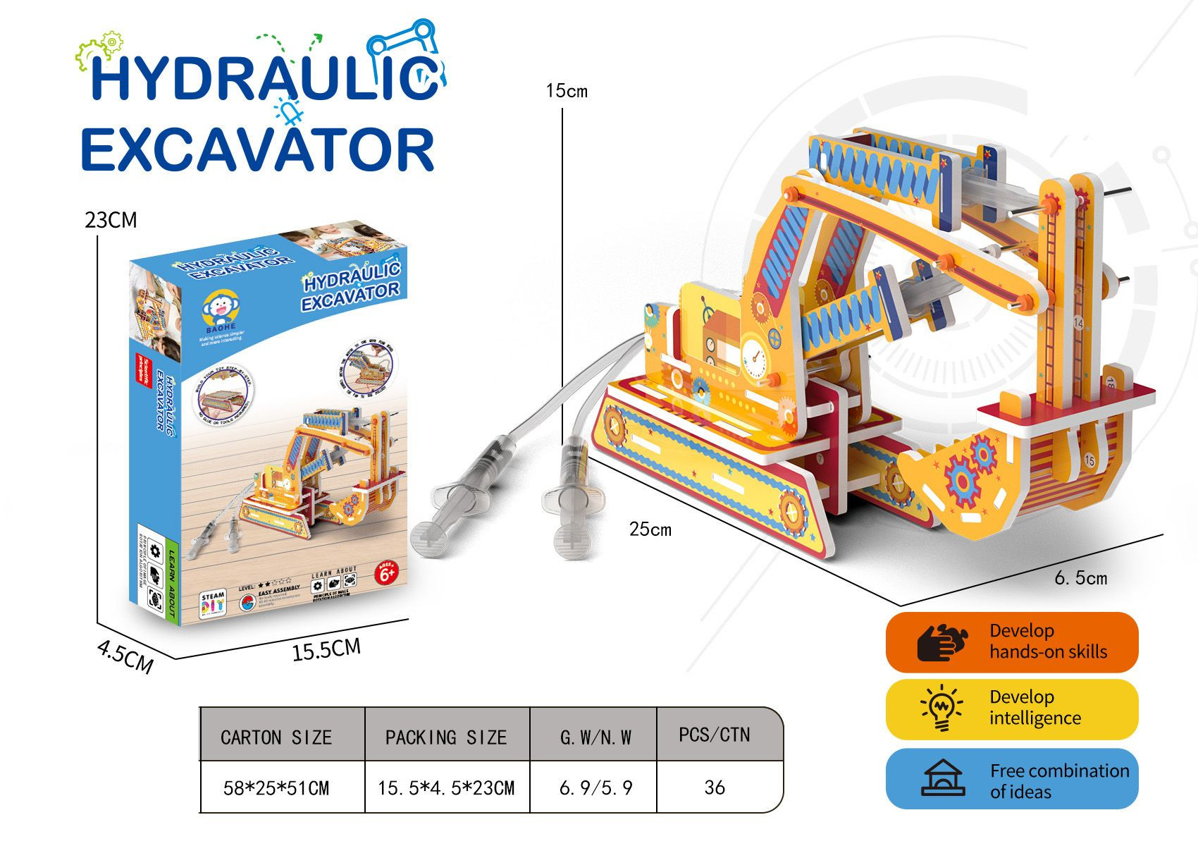 Stavebnica bager hydraulický 25 cm [W048462]
