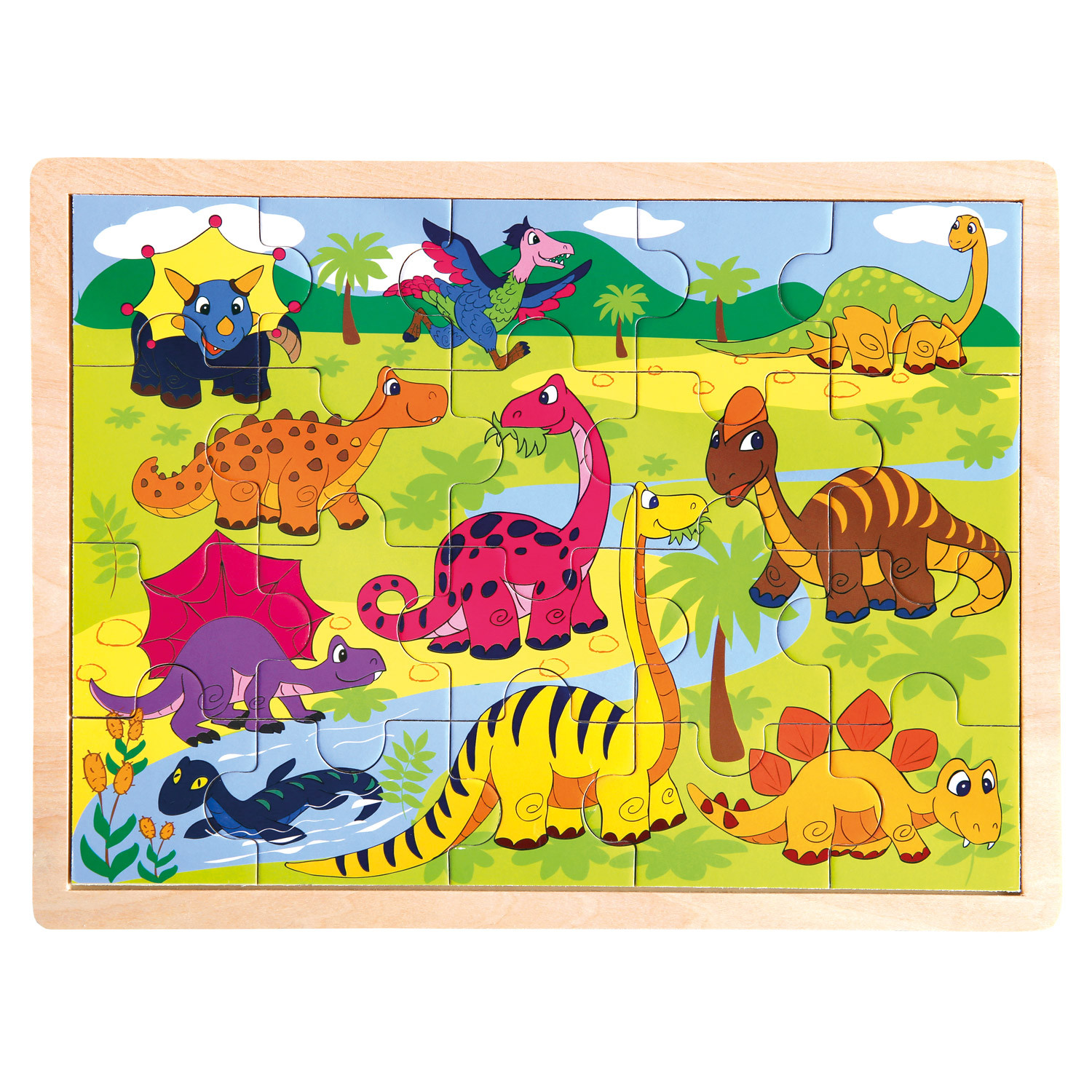 Bino Puzzle Dinosauři dřevěné 30cm - W056383 - expresní doprava
